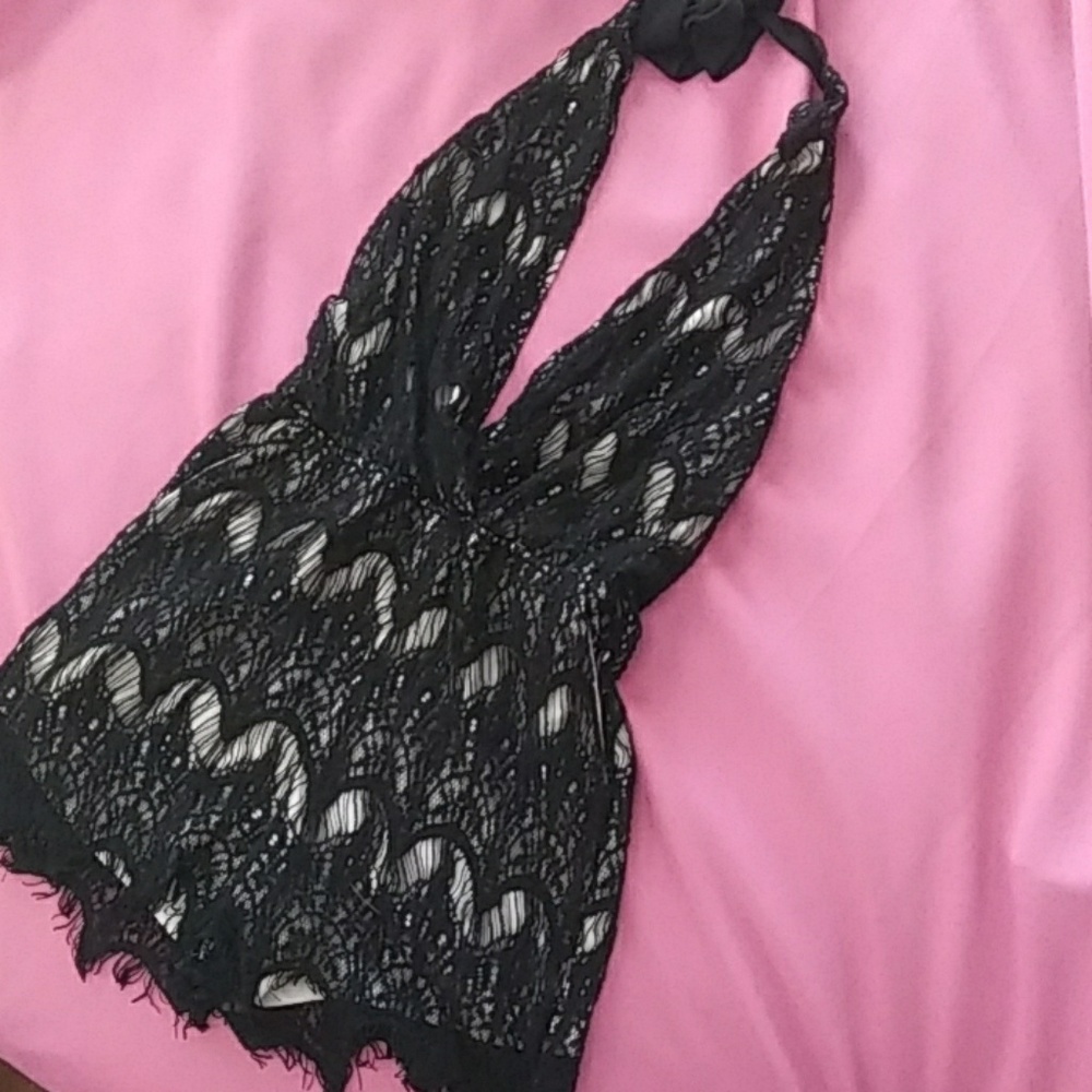 Black Crochet Lace Romper